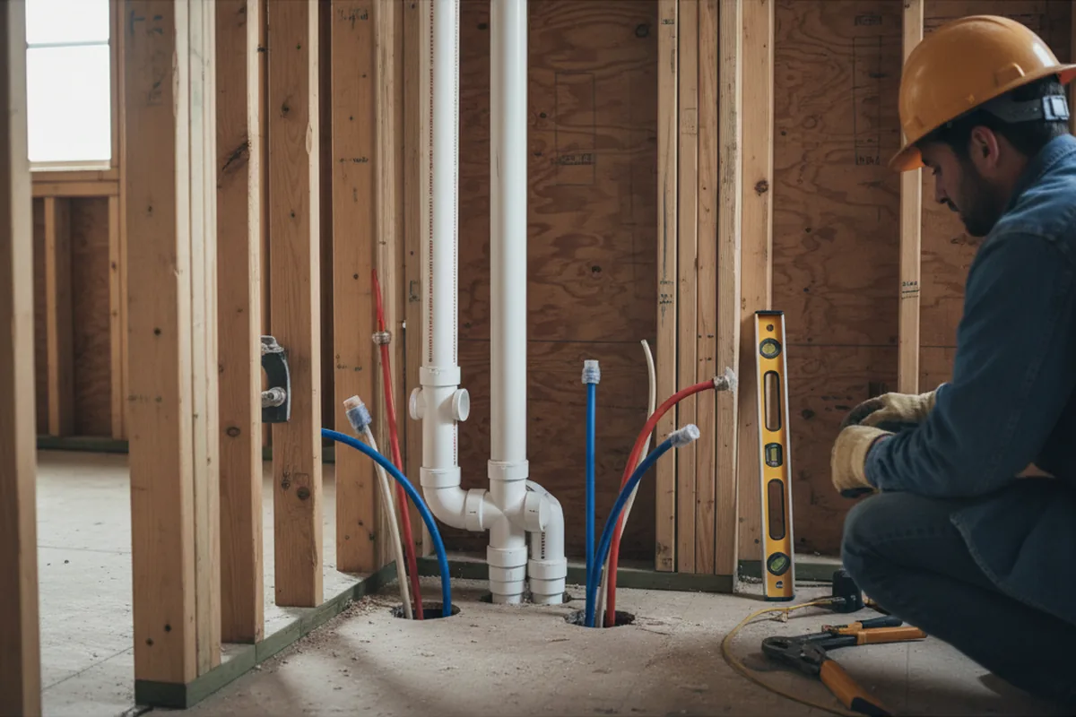Drain and supply rough-in during Leak Detection in Gordon