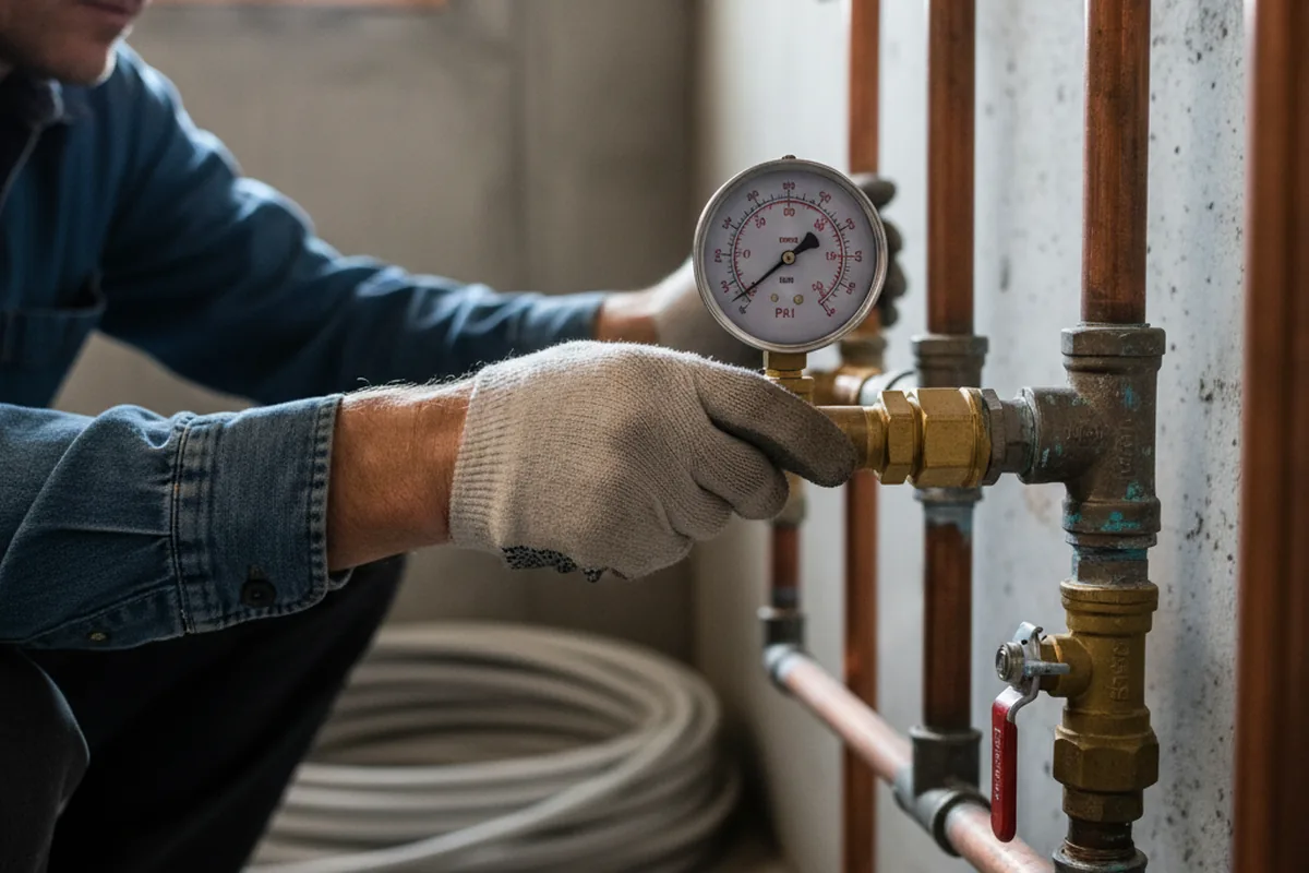 Pressure testing a repaired line during Water Line Repair in Gordon